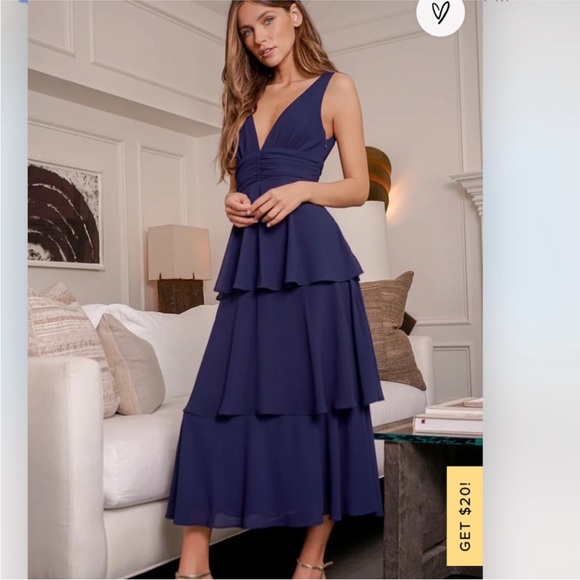 Lulus Dresses & Skirts - Lulu's Deep Blue Layered Midi Dress